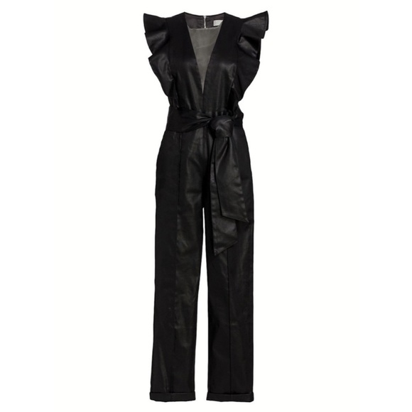 7 For All Mankind Pants - NWOT 7 For All Mankind Black Jumpsuit with Ruffle Sleeves Size Small